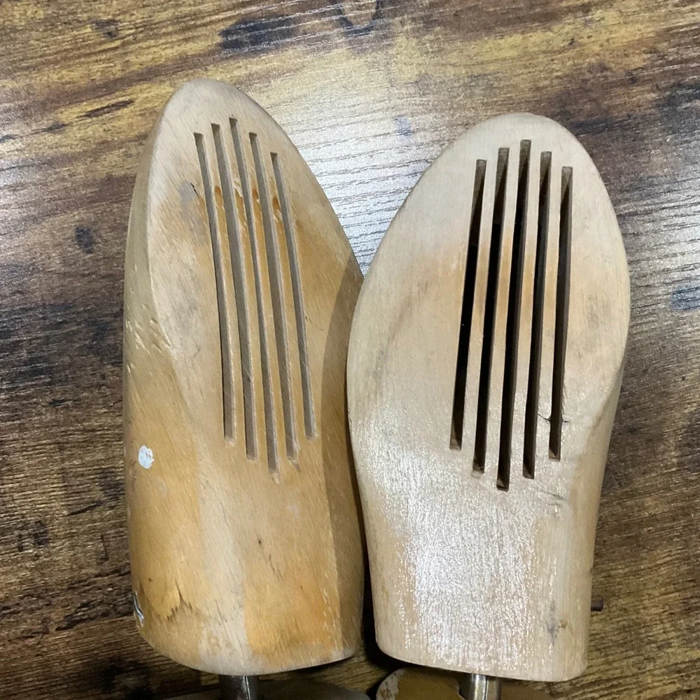 Vintage Nadex Wood Shoe‎ Trees Size 9 Adjustable Split Toe Shoe Shapers Vented